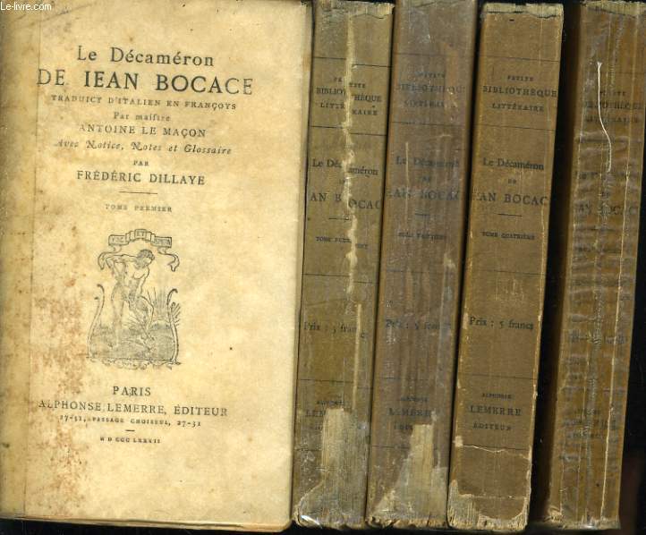 LE DECAMERON DE JEAN BOCAGE en 5 tomes - avec notice et glossaire
