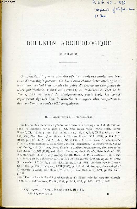 BULLETIN ARCHEOLOGIQUE