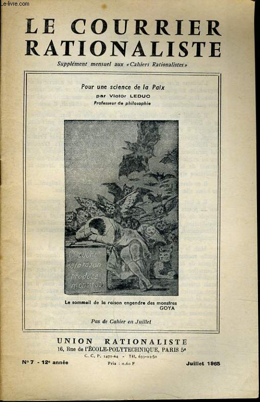 LE COURRIER RATIONALISTEn7 : Pour une science de la Paix