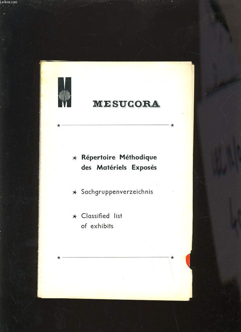 MESUCORA - REPERTOIRE DES MATERIELS EXPOSES