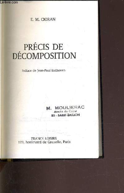 PRECIS DE DECOMPOSOTION.