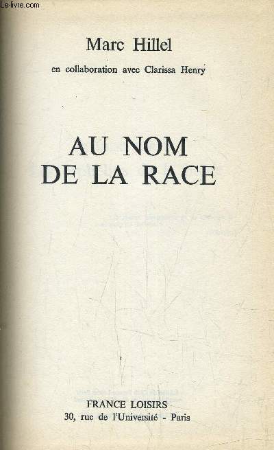 AU NOM DE LA RACE.