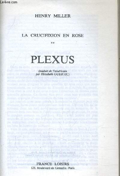 LA CRUCIFIXION EN ROSE - TOME 2 : PLEXUS.