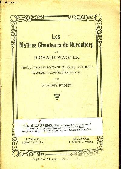 LES MAITRES CHANTEURS DE NURENBERG.