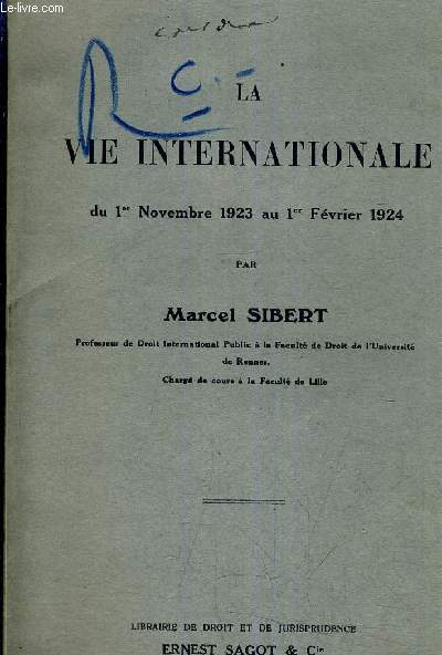 LA VIE INTERNATIONAL DU 1ER NOVEMBRE 1923 AU 1ER FEVRIER 1924.