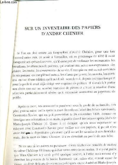 SUR UN INVENTAIRE DES PAPIERS D'ANDRE CHENIER (FASCICULE).