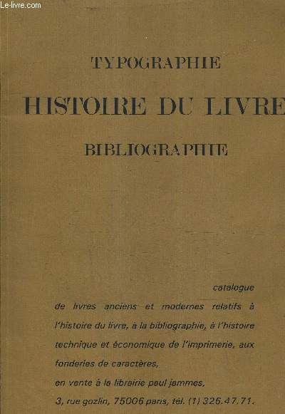 CATALOGUE DE VENTES AUX ENCHERES - TYPOGRAPHIE HISTOIRE DU LIVRE BIBLIOGRAPHIE.