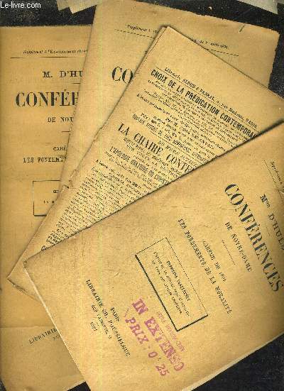 CONFERENCES DE NOTRE DAME - CAREME DE 1891 LES FONDEMENTS DE LA MORALITE - PREMIERE + DEUXIEME + TROISIEME + QUATRIEME + CINQUIEME CONFERENCE (5FASCICULES).