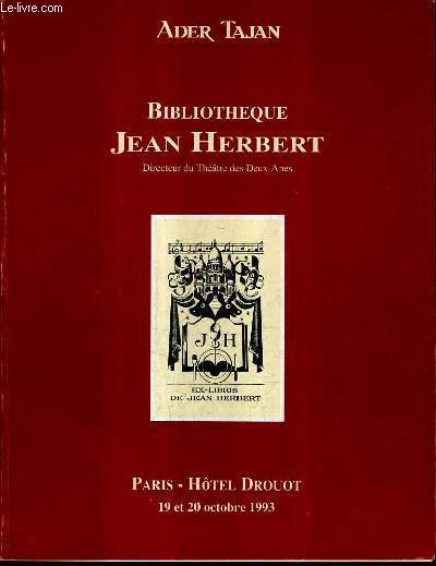 CATALOGUE DE VENTES AUX ENCHERES - BIBLIOTHEQUE JEAN HERBERT - HOTEL DROUOT SALLE 5 19 ET 20 OCTOBRE 1993.