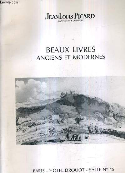 CATALOGUE DE VENTES AUX ENCHERES - BEAUX LIVRES ANCIENS ET MODERNES - PARIS HOTEL DROUOT SALLE 15 4 DECEMBRE 1992.