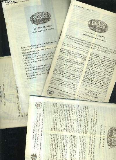 LOT DE 4 CATALOGUES DE LA LIBRAIRIE LES DEUX MONDES - N1 REGIONALISME 1984 + N2 1985 VARIA + N8 1987 VARIA + N9 VARIA 1987.