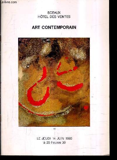 CATALOGUE DE VENTES AUX ENCHERES - ART CONTEMPORAIN - JEUDI 14 JUIN 1990 A 20H30.