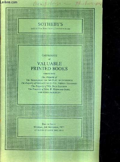 CATALOGUE OF VALUABLE PRINTED BOOKS.