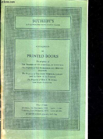 CATALOGUE OF PRINTED BOOKS.
