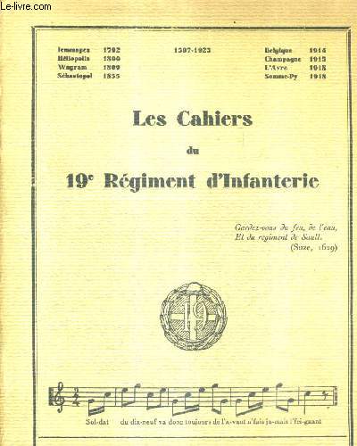 LES CAHIERS DU 19E REGIMENT D'INFANTERIE N15 VOL 2 JANVIER 1934 -