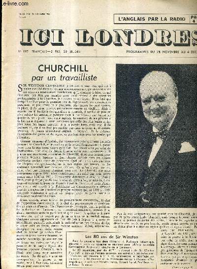 ICI LONDRES N355 26 NOVEMBRE 1954 - churchill par un travailliste - le pays des bronte - churchill par un travailliste - les 80 ans de sir winston .