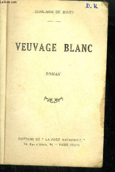 VEUVAGE BLANC - ROMAN - COLLECTION FAMA N281