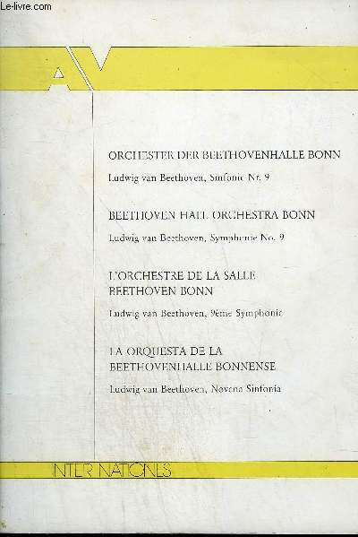 FASCICULE : ORCHESTER DER BEETHOVENHALLE BONN - BEETHOVEN HALL ORCHESTRA BONN - L'ORCHESTRE DE LA SALLE BEETHOVEN BONN - LA ORCHESTRA DE LA BEETHOVENHALLE BONNENSE.