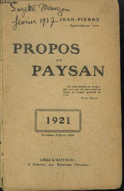 PROPOS DE PAYSAN
