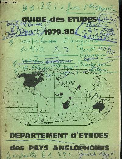 GUIDE DES ETUDES 1979-80 - DEPARTEMENT D'ETUDES DES PAYS ANGLOPHONES