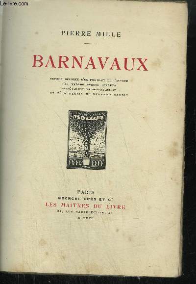 BARNAVAUX / COLLECTION LES MAITRES DU LIVRE - EXEMPLAIRE N 261