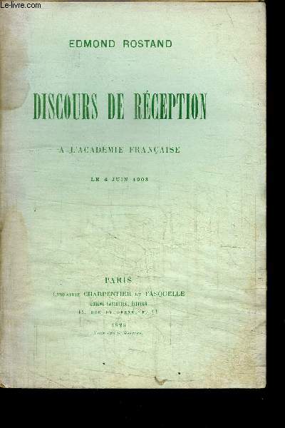 DISCOURS DE RECEPTION A L'ACADEMIE FRANCAISE LE 4 JUIN 1903