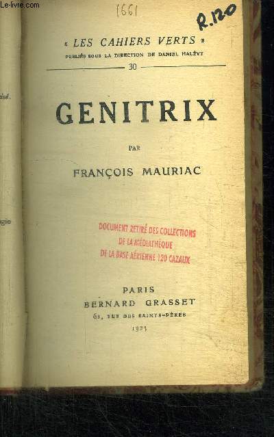 GENITRIX / COLLECTION LES CAHIERS VERTS N30