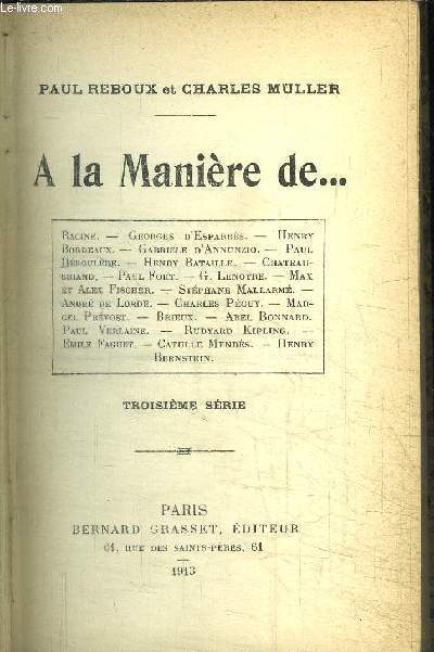 A LA MANIERE DE ... / 3e EDITION