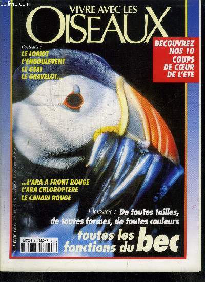 VIVRE AVEC LES OISEAUX N11 - JUILLET-AOUT 1995 - Sommaire : Les limicoles - Le gravelot  collier interrompu - Pigeon rose de l'le Maurice - Le loriot d'Europe - Photographier en camping-car - etc...