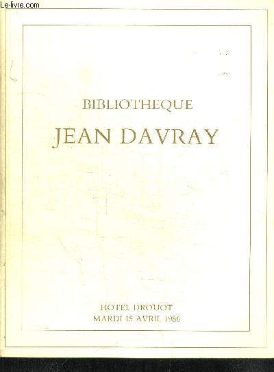 CATALOGUE DE VENTE AUX ENCHERES : BIBLIOTHEQUE JEAN DAVRAY - HOTEL DROUOT - MARDI 15 AVRIL 1986