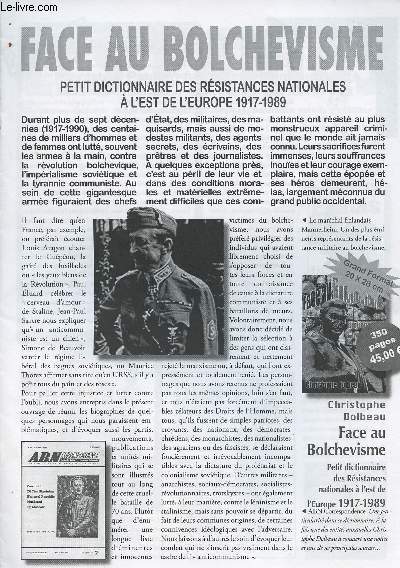Face au Bolchvisme - Petit disctionnaire des rsistances nationales  l'est de l'Europe 1917-1989