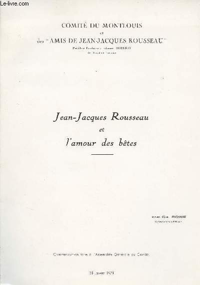 Jean-Jacques Rousseau et l'amour des btes