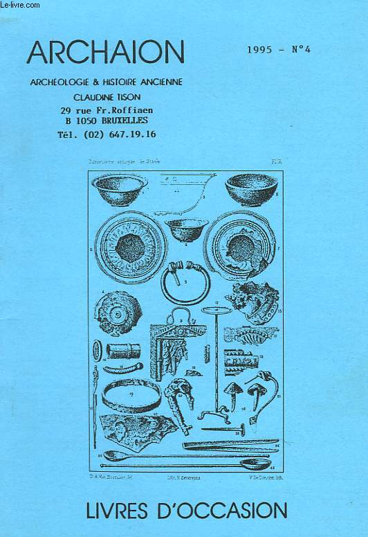 ARCHAION N4, 1995. ARCHEOLOGIE & HISTOIRE ANCIENNE. CATALOGUE DE LIVRES D'OCCASION.