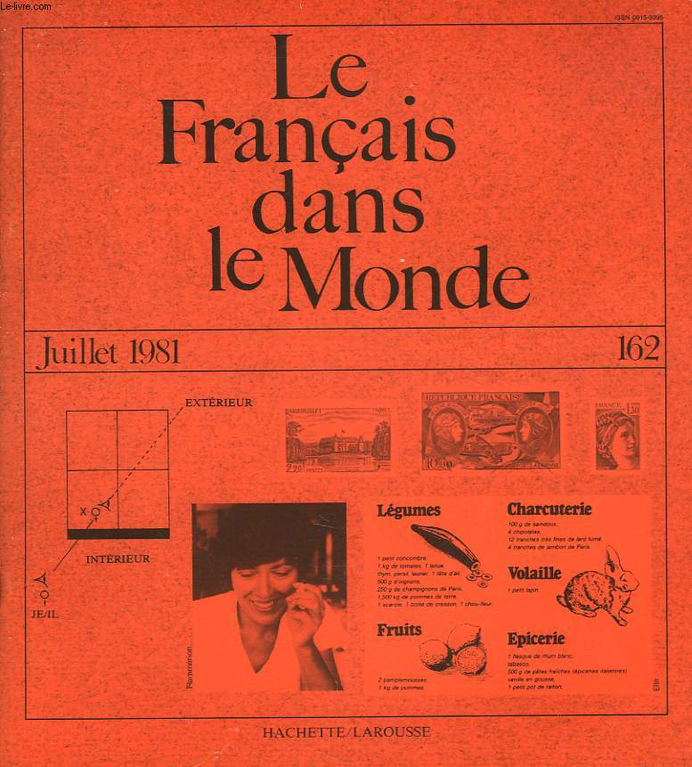 LE FRANCAIS DANS LE MONDE N162, JUILLET 1981. LES TROIS ACCENTS: GRAVE, AIGU ET CIRCONFLEXE, M. CSECSY / QUELQUES REMARQUES CONCERNANT LA NEGACION, A. LAFFAY / DE L'EXERCICE ECRIT AU TEXTE LITTERAIRE, F. CHAPOTOT / ...