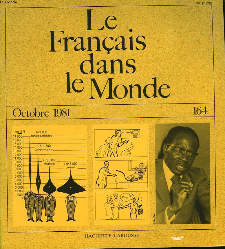 LE FRANCAIS DANS LE MONDE N164, OCTOBRE 1981. LES REVENUS DES FRANCAIS / UN POEME DE LEOPOLD S. SENGHOR : NUIT DE SINE, J.L. JOUBERT / IMPORTANCE DE L'ETUDE DE LA PONCTUATION DANS L'ANALYSE LITTERAIRE, M.C. KIRPALANI / ...