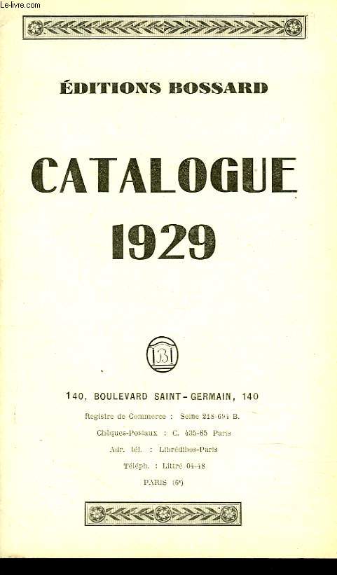 EDITIONS BOSSARD. CATALOGUE 1929.