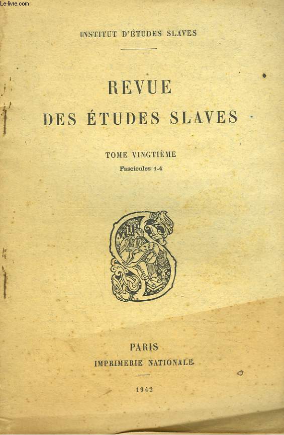 LA REVUE DES ETUDES SLAVES. EXTRAIT DU TOME 20e, 1942. FASC. 1-4. DES NOMS DE FAMILLE EN BULGARE par LEON BEAULIEU. II.