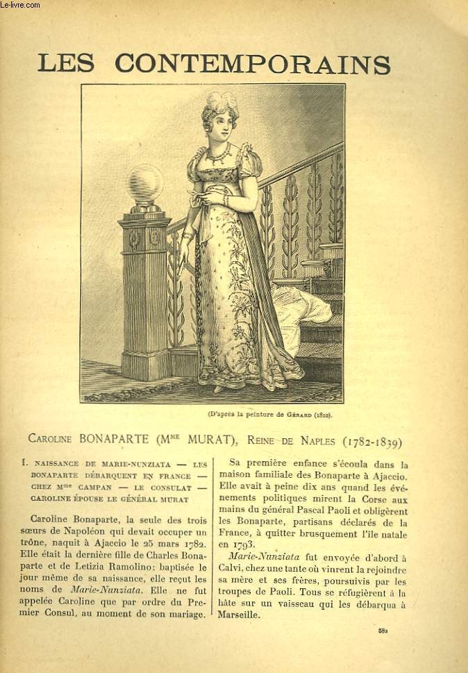 LES CONTEMPORAINS N582. CAROLINE DE BONAPARTE (Mme MURAT), REINE DE NAPLES (1782-1839).