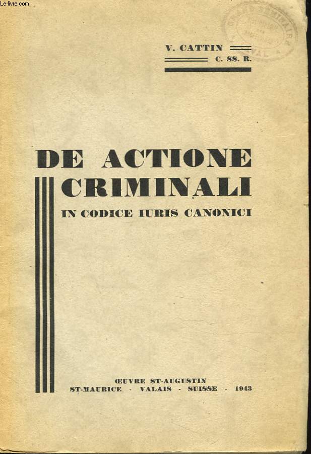 DE ACTIONE CRIMINALI IN CODICE IURIS CANONICI.