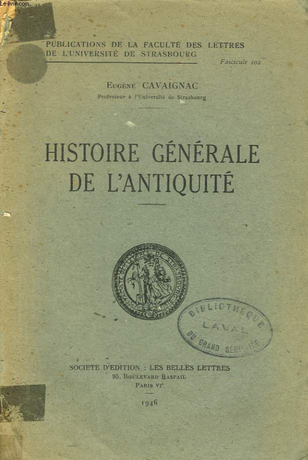 HISTOIRE GENERALE DE L'ANTIQUITE.