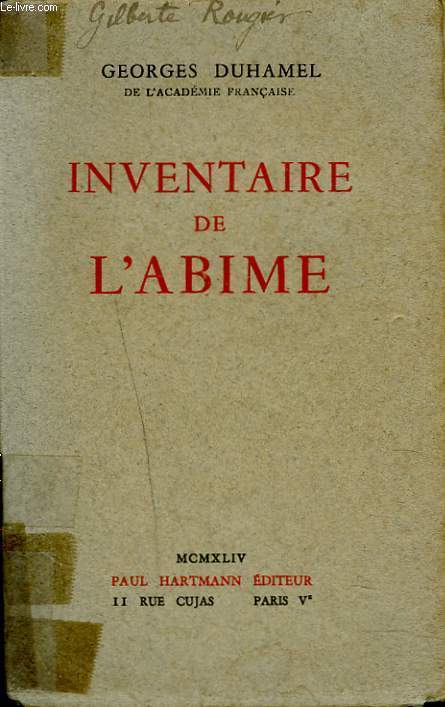 INVENTAIRE DE L'ABIME 1884-1901.