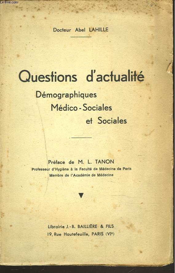 QUESTIONS D'ACTUALITE dmographiques, mdico-sociales et sociales.