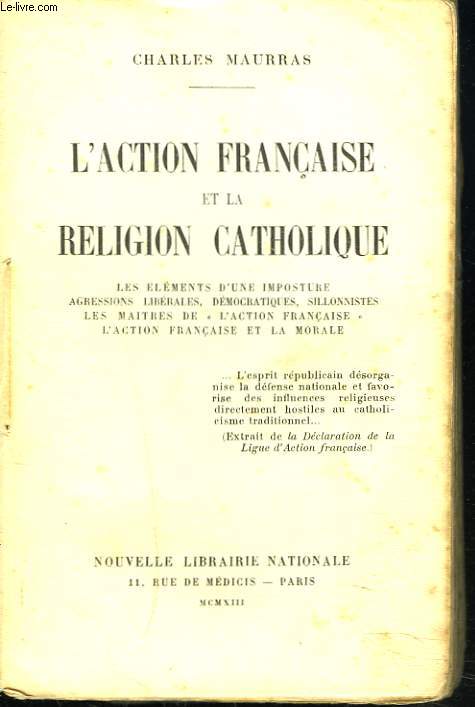 L'ACTION FRANCAISE ET LA RELIGION CATHOLIQUE