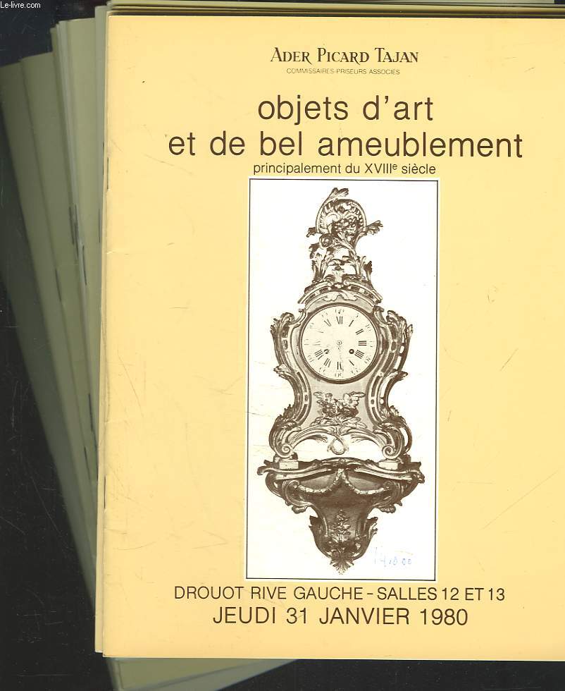 LOT DE 17 CATALOGUES D'OBJET D'ART ET DE BEL AMEUBLEMENT PRINCIPALEMENT XVIIIe ET XIXe SIECLES. VENTES DE JANVIER  DECEMBRE 1980.