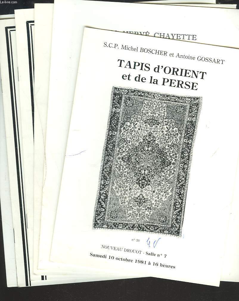 LOT DE 6 CATALOGUES DE VENTE DE TAPIS D'ORIENT. VENTES de 1979  1981.