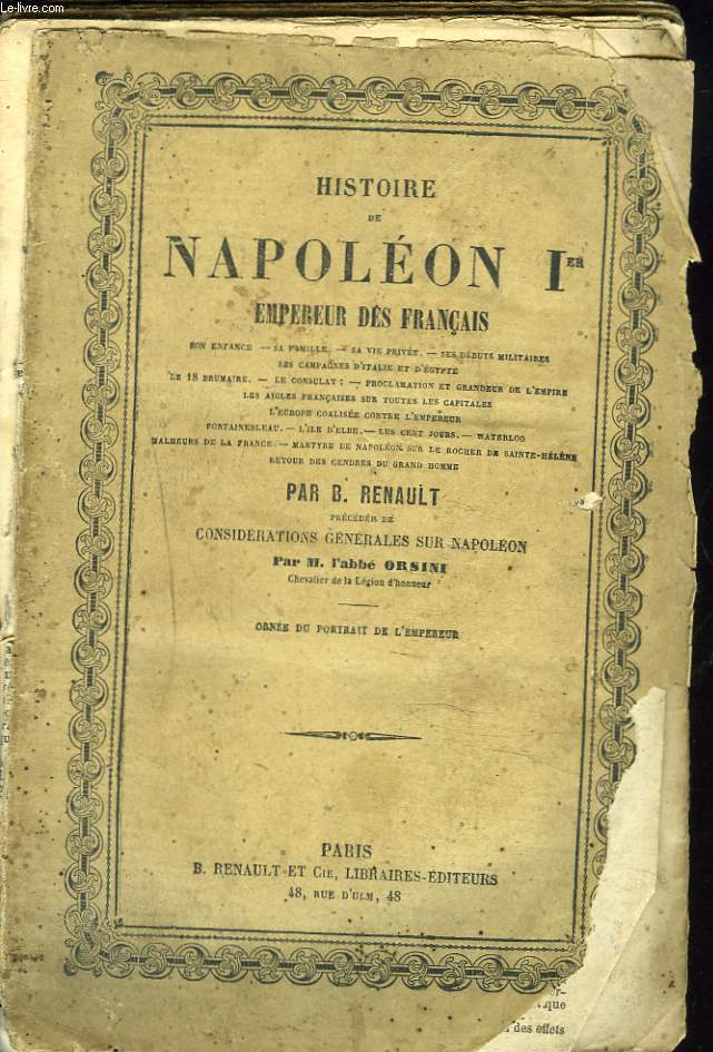 HISTOIRE DE NAPOLEON Ier, EMPEREUR DES FRANCAIS