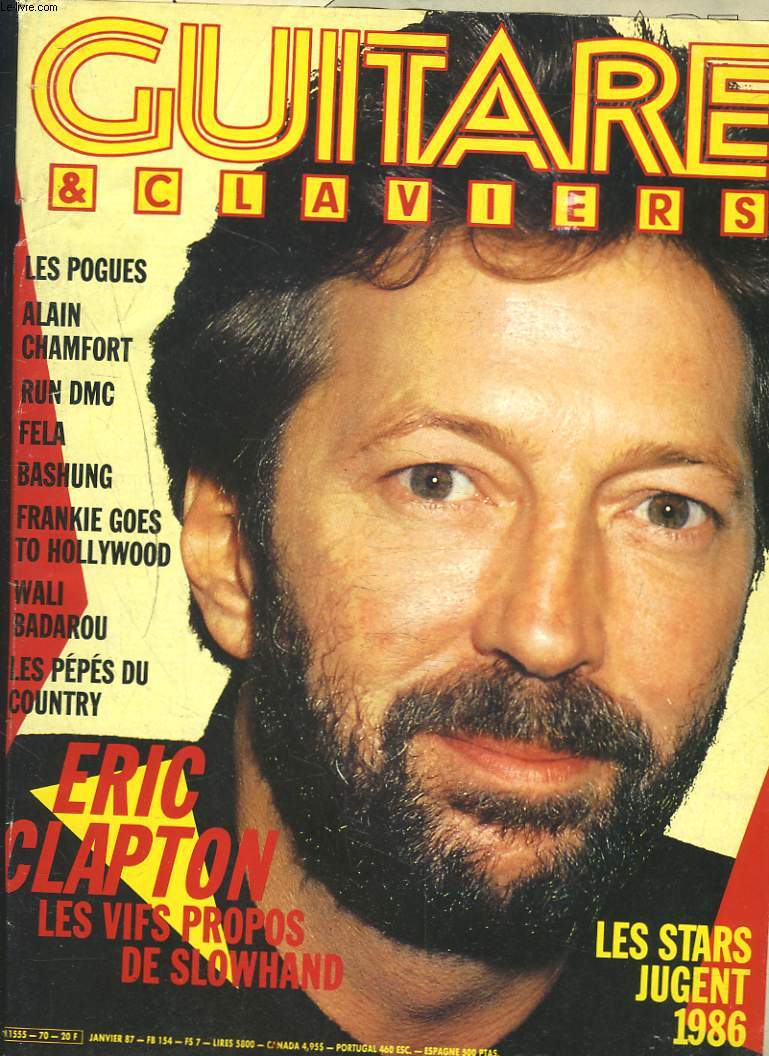 GUITARE ET CLAVIERS, JANVIER 1987. LES POGUES / ALAIN CHAMFORT / RUN DMC / FELA / BASHUNG/ FRANKIE GOES TO HOLLYWOOD / WALI BADAROU / LES PEPES DU COUNTRY / ERIC CLAPTON / LES STARS JUGENT 1986.