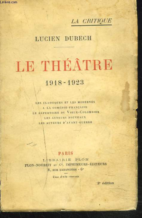 LE THEATRE 1918-1923.