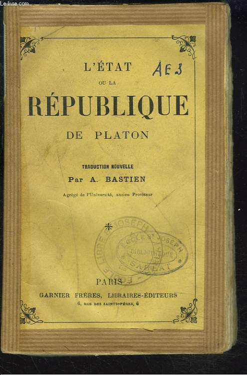 L'ETAT OU LA REPUBLIQUE DE PLATON