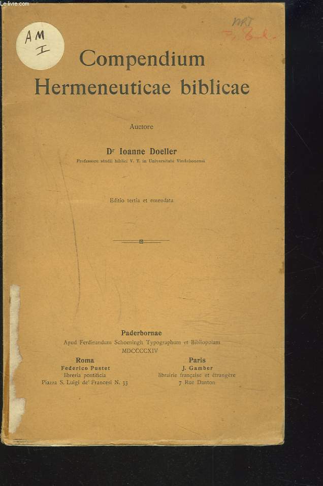 COMPENDIUM HERMENEUTICAE BIBLICAE.
